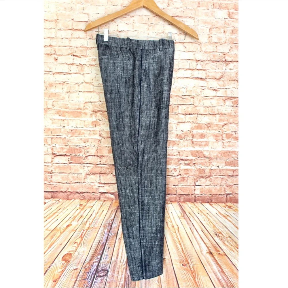 J.Crew Black & White Herringbone Trousers with a Navy Pinstripe